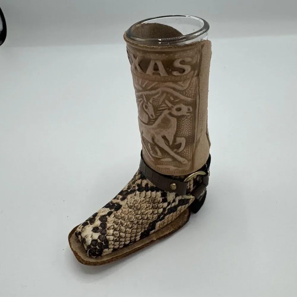Shot Glass Tall‎ Boy Leather Boot Hand Made in Mexico